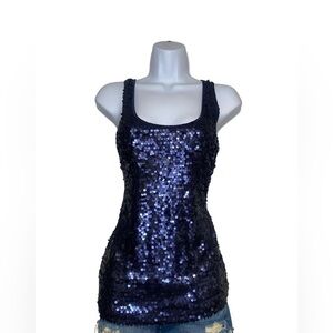 Navy blue express sequin tank top